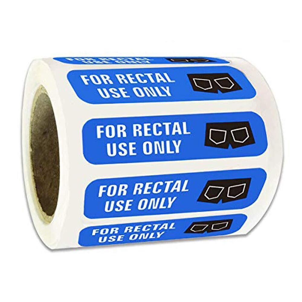 9899 500 for Rectal Use Only Stickers Waterproof - 1.5" x 3/8" Blue